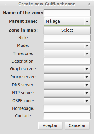 Dialog create zone